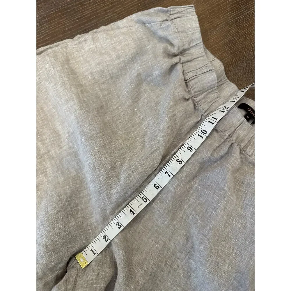 QUINCE Tan 100% Linen Loose Fit Pull On Goucho Pants Women 1X